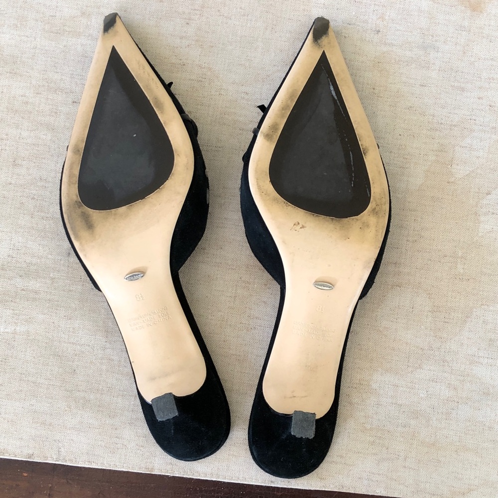 Tony Bianco Black Suede Pointed Toe Grommet Slip-On Mules - Picture 5 of 6